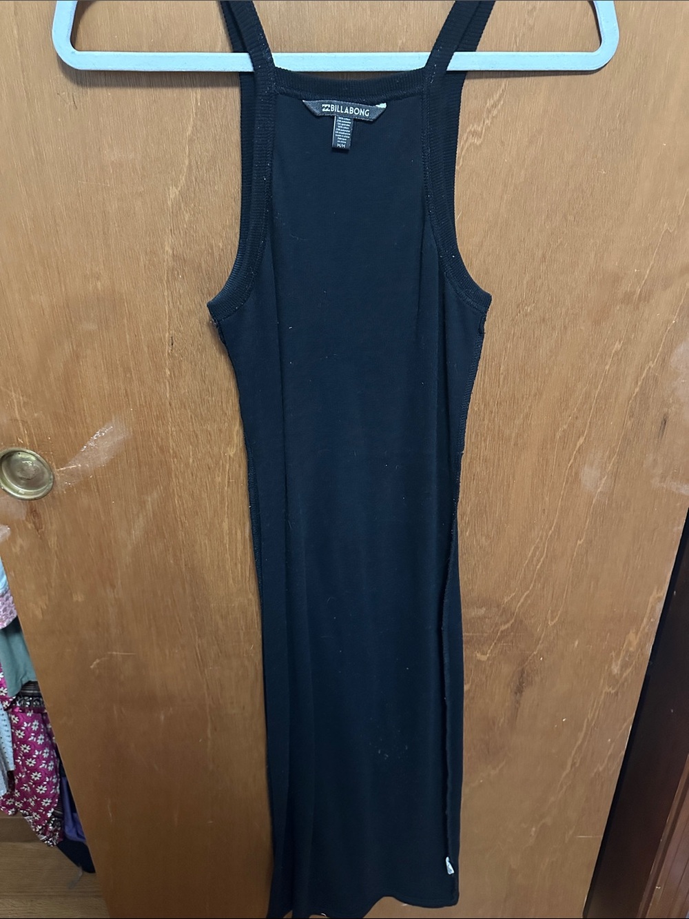 Billabong Black Ribbed High-Neck Maxi Dress